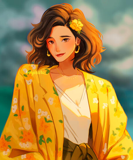 Half-Body Portrait with Simplified Rendering Sample 1